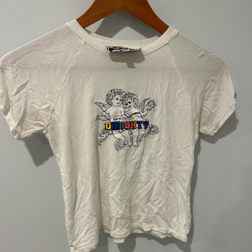 O'Mighty Cream Tee with Angel Graphic